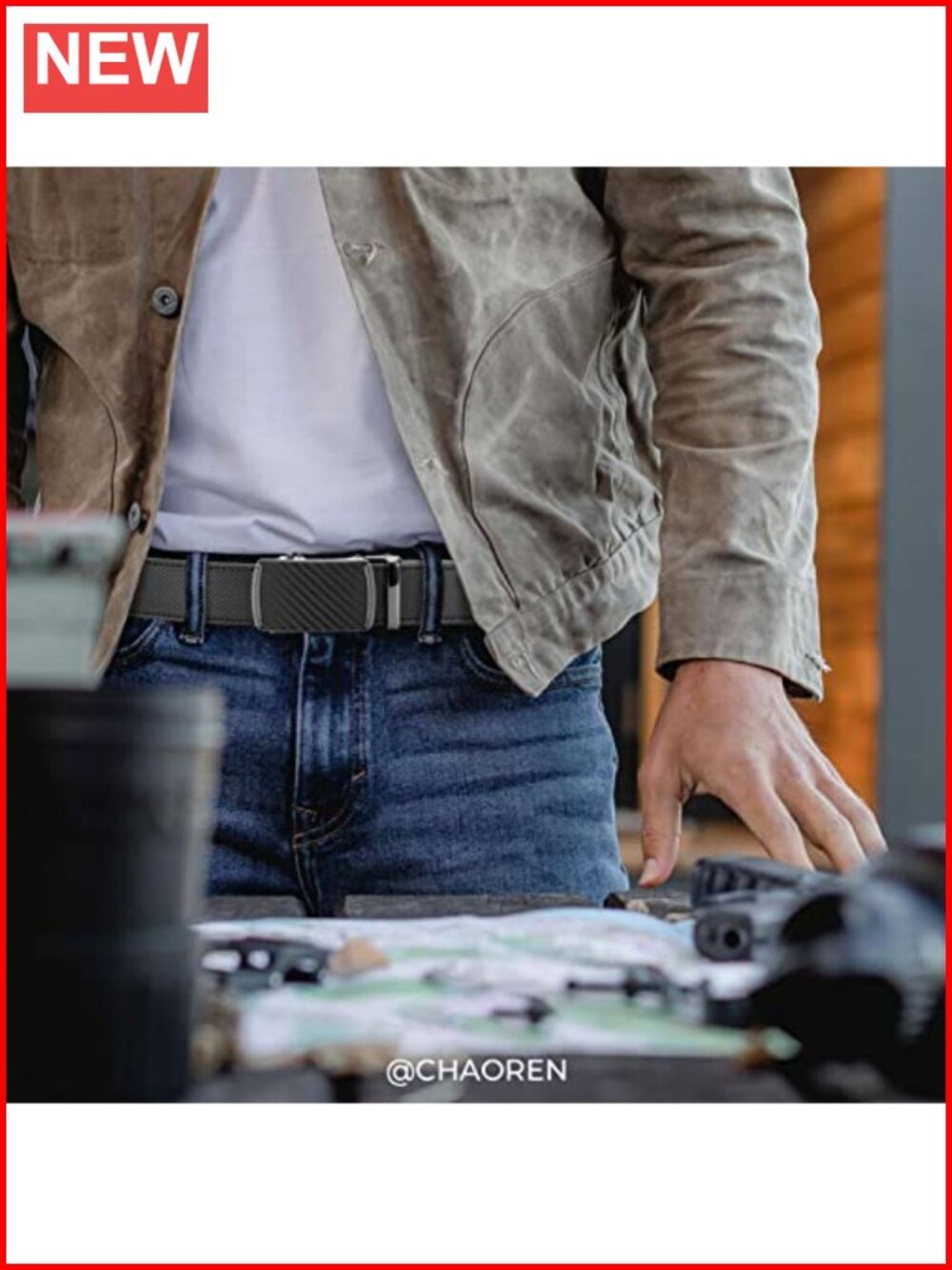 Genuine Leather Ratchet Belt - Customizable Fit, Effortless Style 35mm - Picture 2 of 6